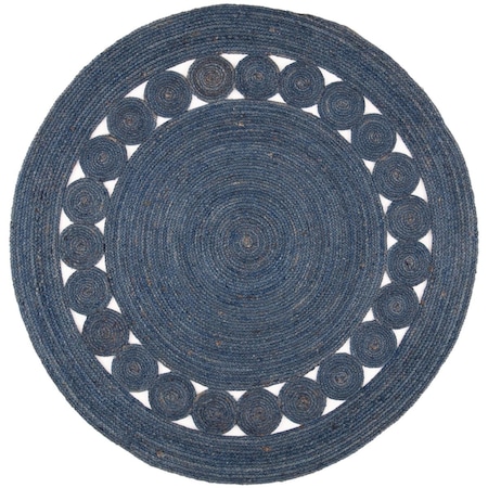 Safavieh 3 x 3 ft. Natural Fiber Round Rustic Rug - Navy NF364N-3R